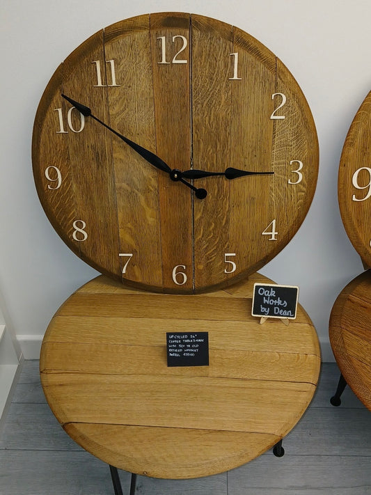 Large Clock from Oak Barrel Top