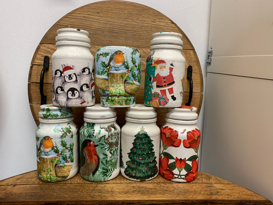 Eden's Hand Designed & Painted Christmas Storage Jars (with or without Lights)