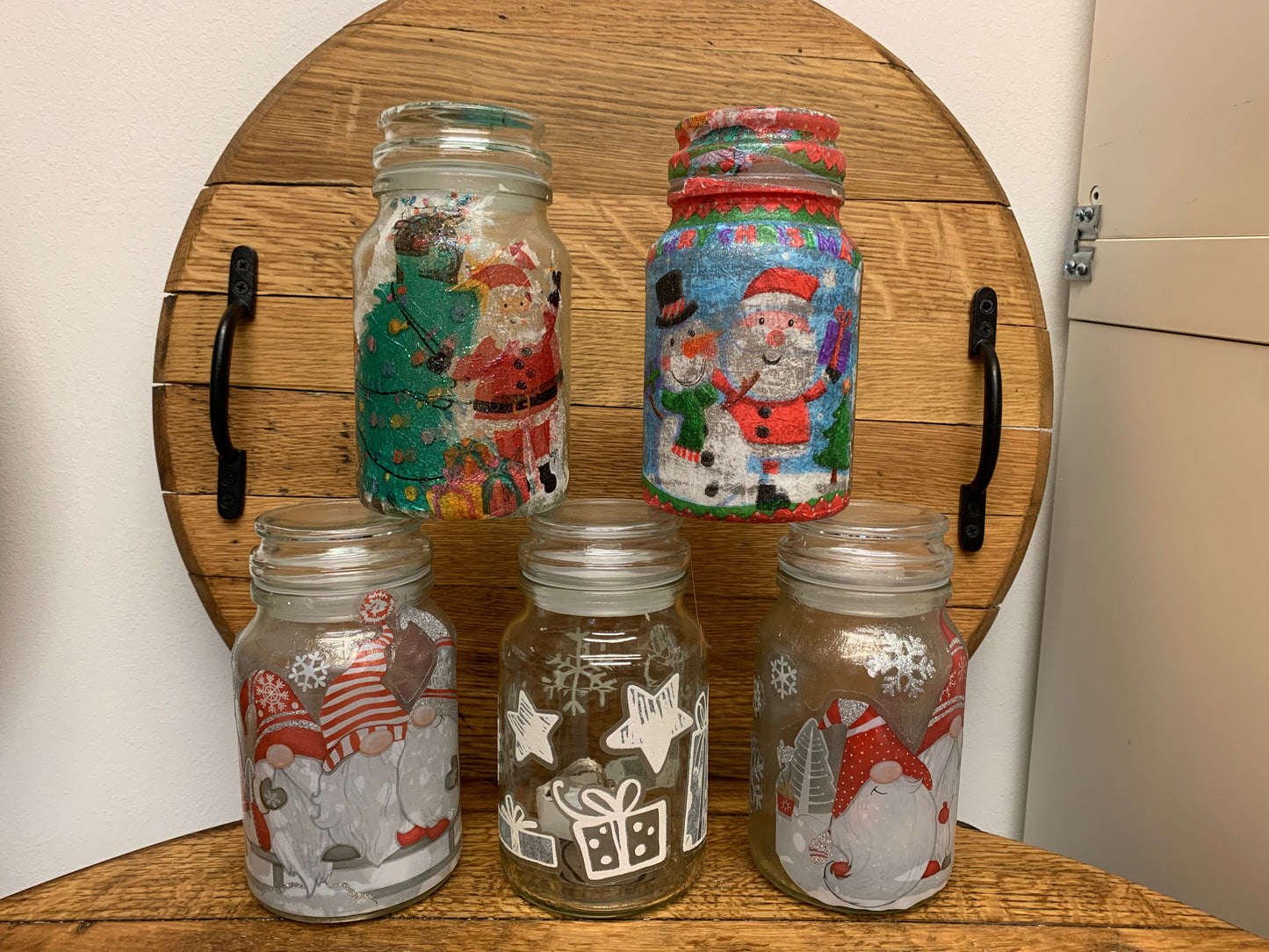 Eden's Hand Designed & Painted Christmas Storage Jars (with or without Lights)