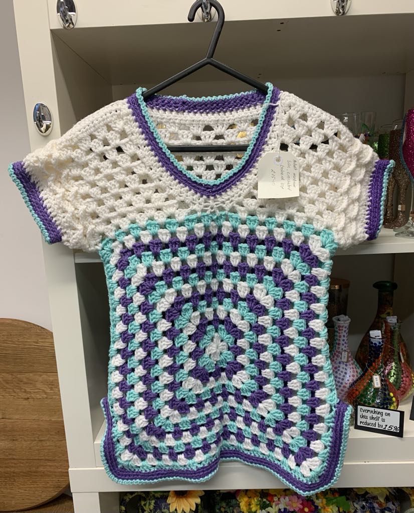 Ladies Tabard style  top with Classic Granny Square Pattern