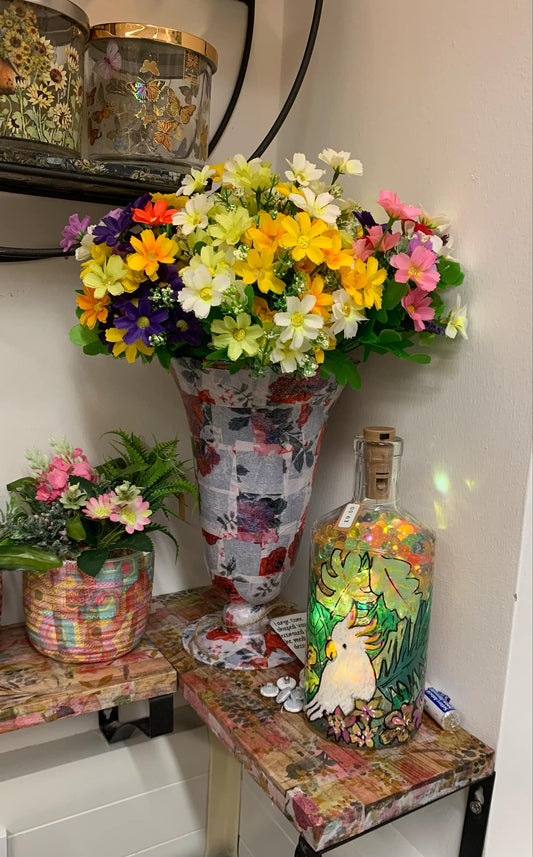 Decoupage Vase with Flowers