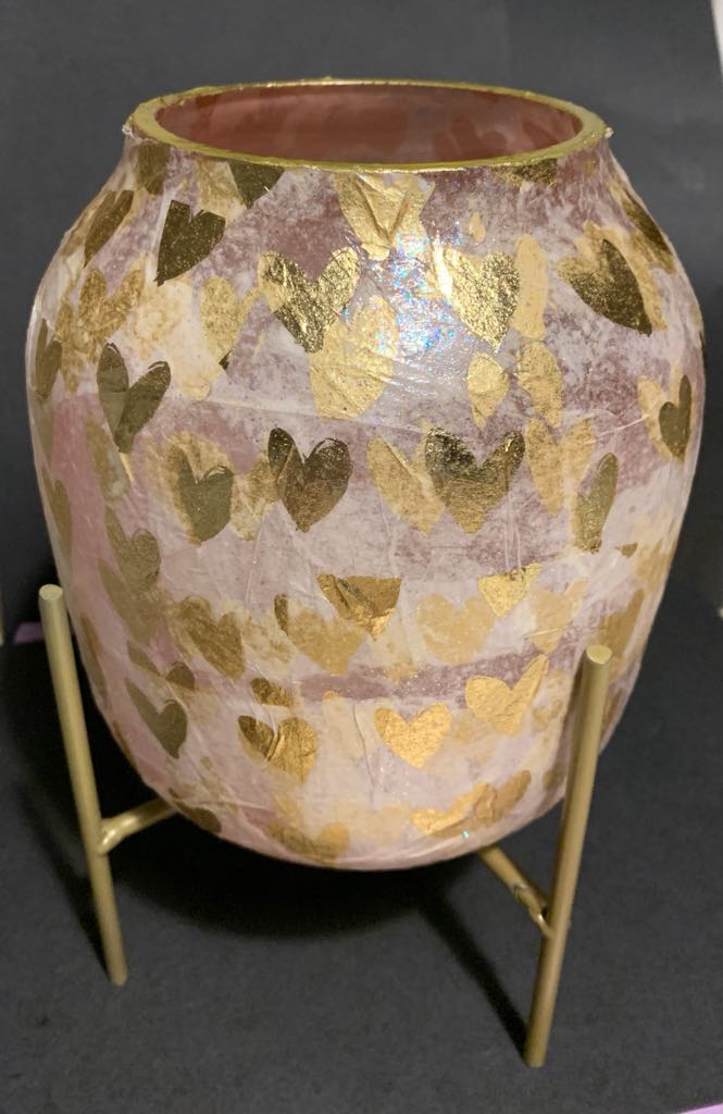 Decoupage Heart Vases/Planters & Light Holder