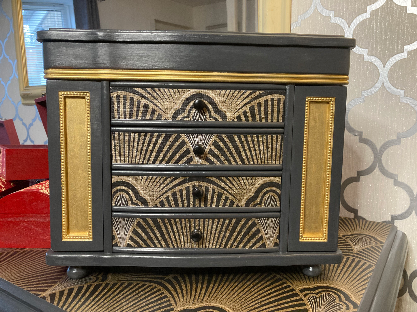 Large Art Deco style Jewellery Box